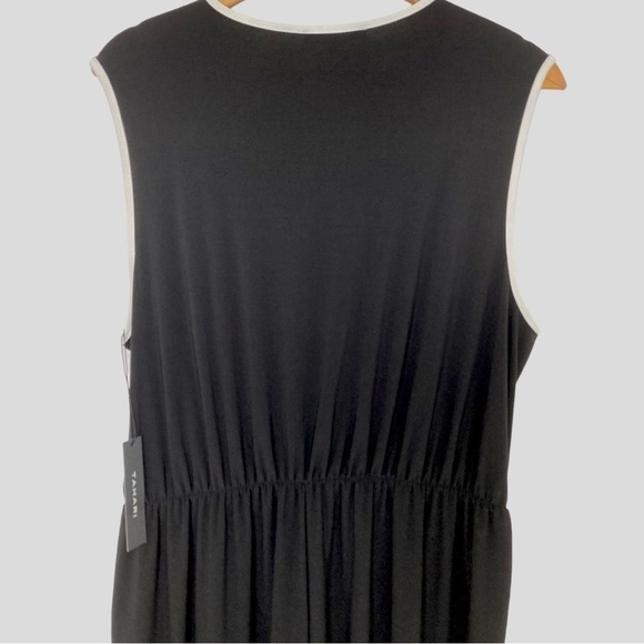 NWT Tahari USA Women’s 2X Liquid Knit Wide Leg Black & White Sleeveless Jumpsuit - Picture 5 of 9